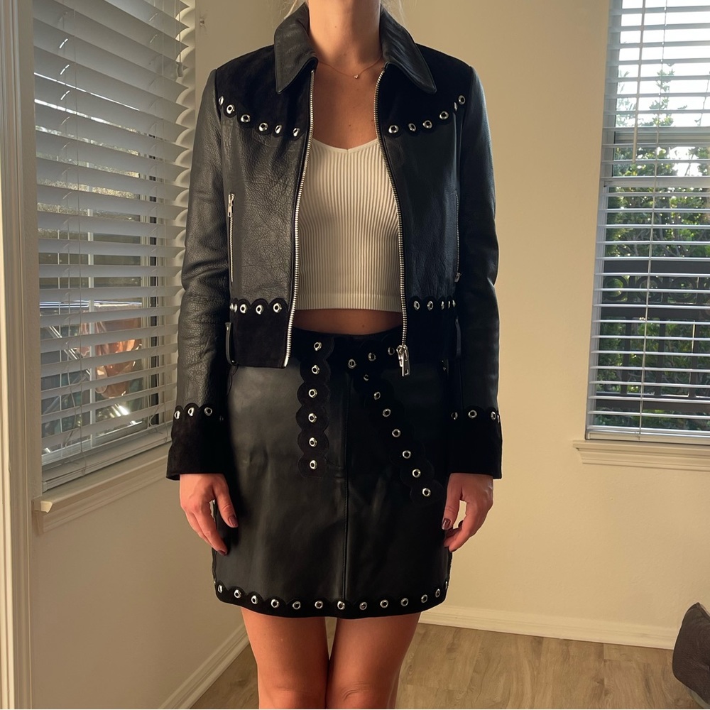 Maje Leather Jacket and skirt Size 36 - Picture 3 of 9